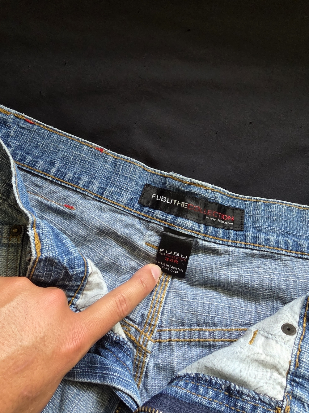 FUBU Mens Y2K Vintage Light Wash Denim Carpenter Shorts Baggy Bermuda Long Jorts - Picture 7 of 9